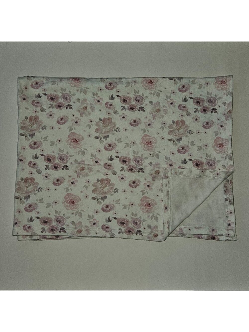 Sugar House Baby Blanket 29x38 White Pink Purple Flower Rose 100% Cotton Swaddle